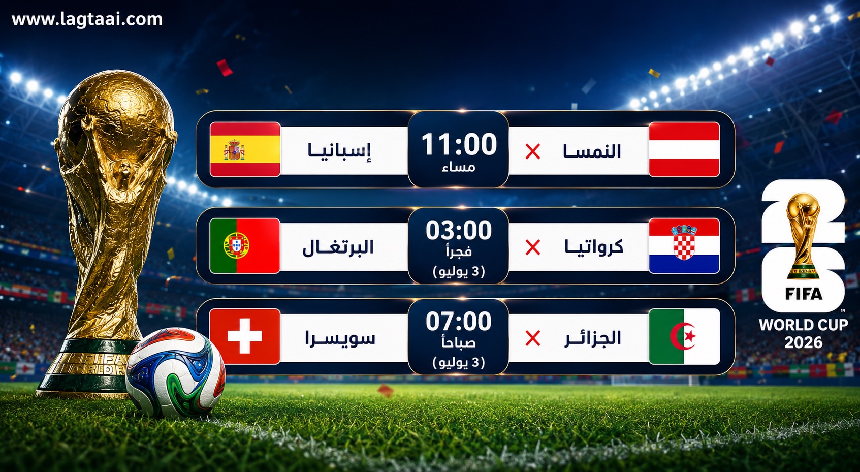 جدول مباريات كأس العالم 2026 – الخميس 2 يوليو 2026 (بتوقيت السودان 🇸🇩
