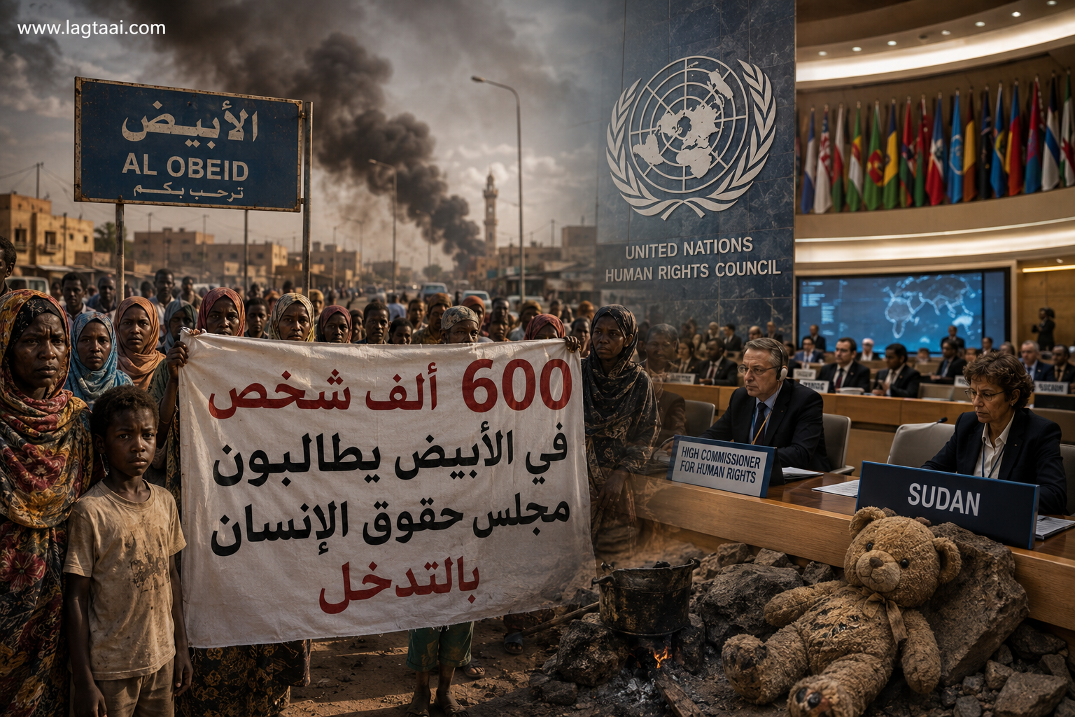 600 ألف شخص في الأبيض يطالبون مجلس حقوق الإنسان بتحرك عاجل